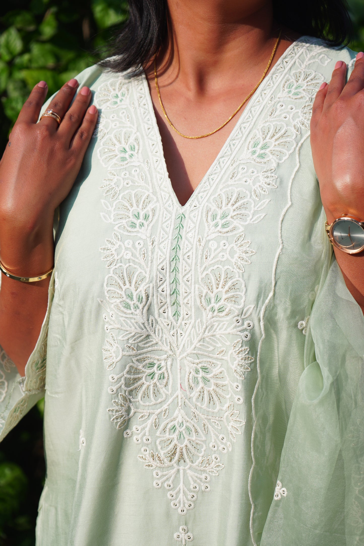 Green Kurta set with Duppatta and Pants