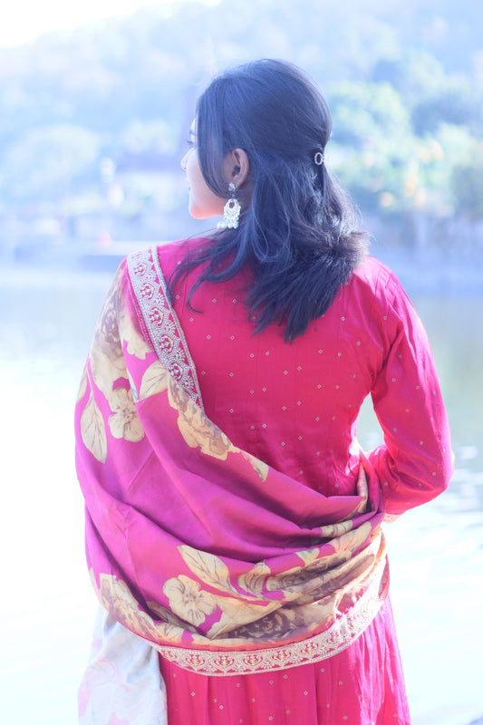 Rani Pink With Heavy Embroidery Anarkali