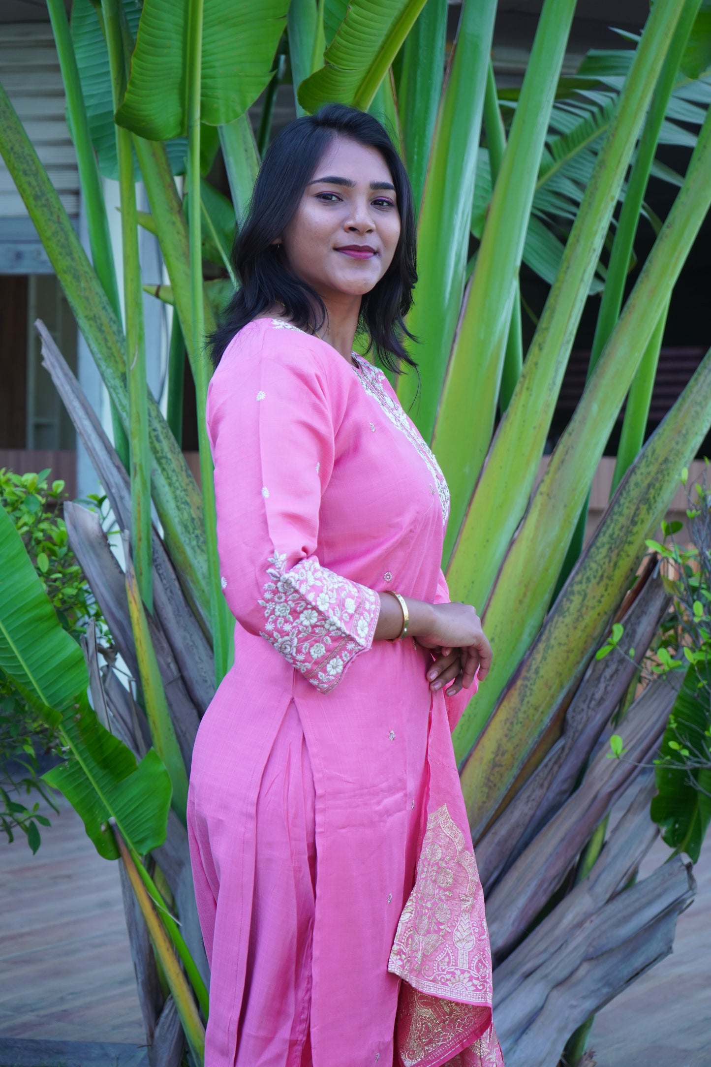 Baby Pink Kurta set with Duppatta and Pant