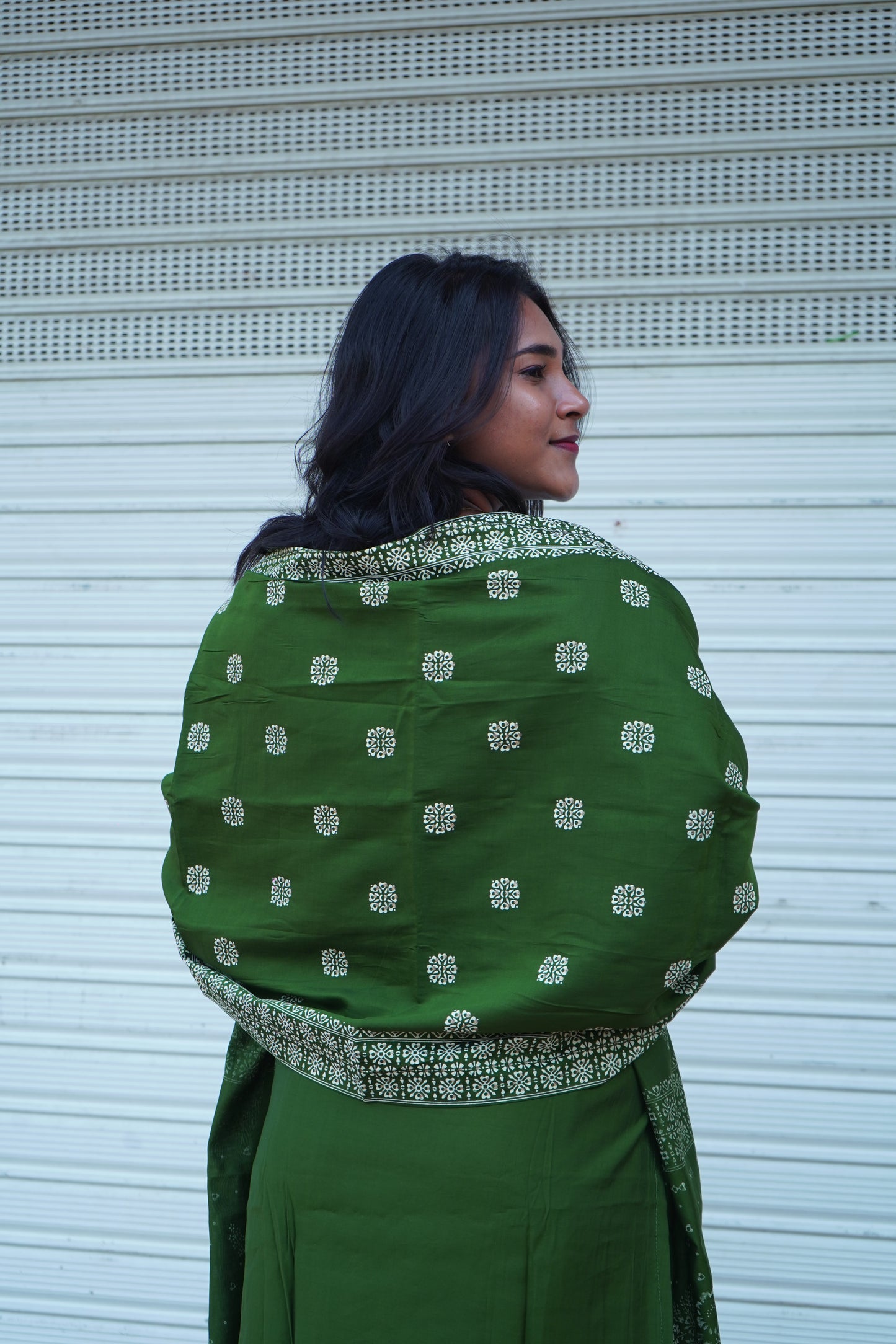 Olive Kurta Set with Duppatta and Pants