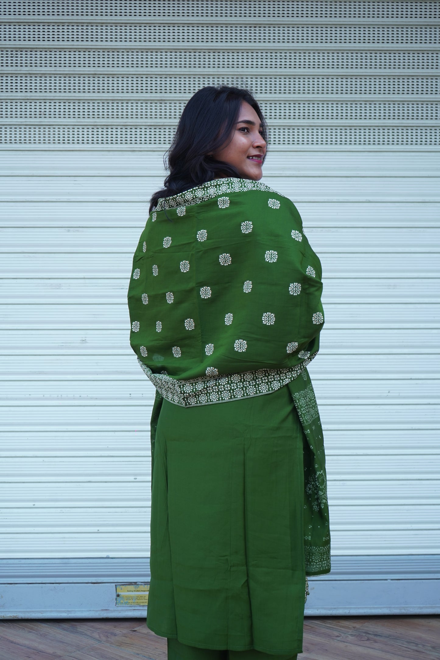 Olive Kurta Set with Duppatta and Pants