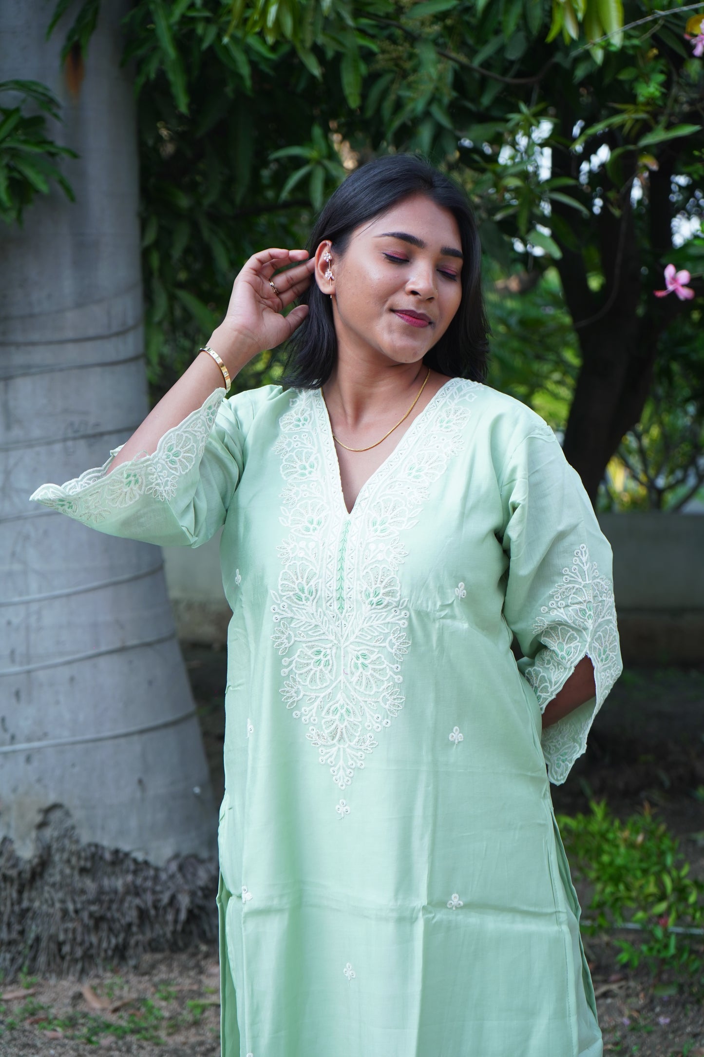 Green Kurta set with Duppatta and Pants