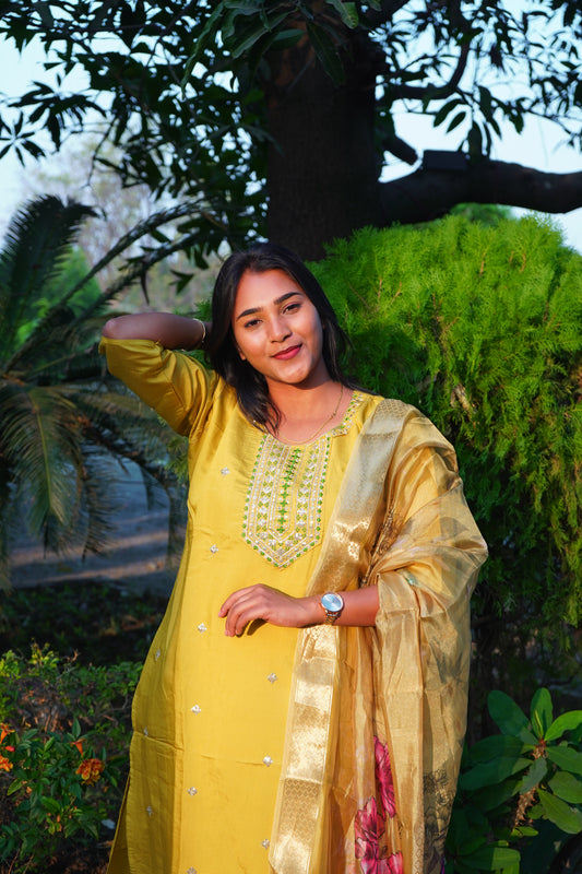 Yellow Kurta Set with Duppatta