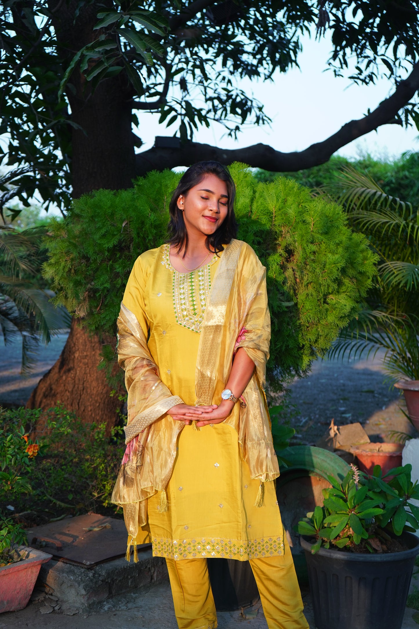 Yellow Kurta Set with Duppatta